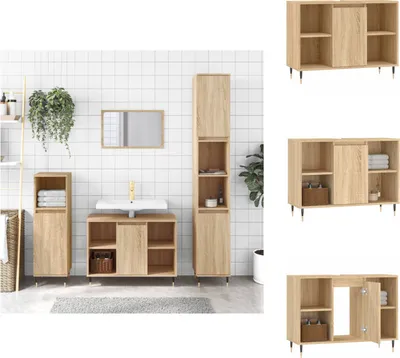 Produktbild von vidaXL Badschrank Sonoma-Eiche 80x33x60 cm Holzwerkstoff -  Badezimmerwaschtische
