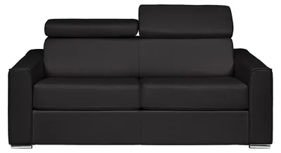 Produktbild von 4-Sitzer-Schlafsofa mit Express-Klappmechanismus aus schwarzem Büffelleder – Breite Sitzfläche 160 cm – 22 cm dicke Matratze mit Memory-Schaum von VIZIR