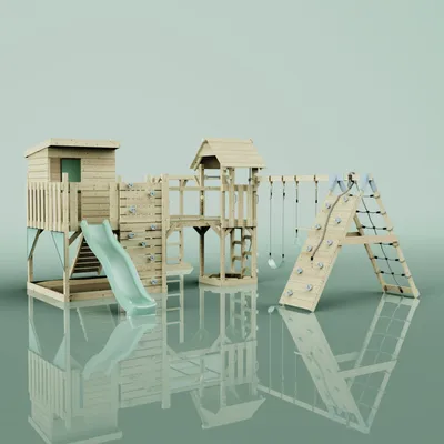 Produktbild von OutdoorToys Spielturm Lars aus Holz in Grün Trapezschaukel