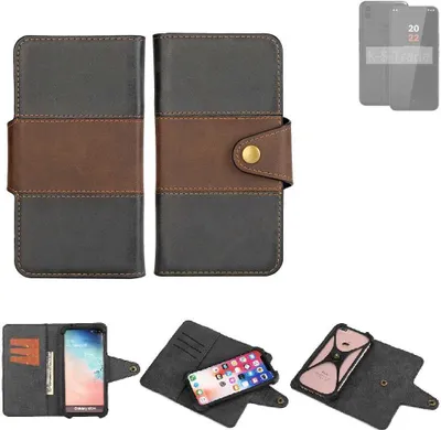 Produktbild von K-S-Trade Handyhülle Schutzhülle Hülle Bookstyle Wallet-Case kompatibel mit Volla Phone 22 Bumper Rundumschutz schwarz-braun 1x