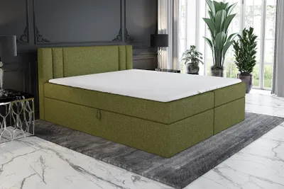 Produktbild von Boxspringbett AKI 180x200  mit 2 Bettkästen, Bonell-Matratze und Topper. Farbe: Grün.