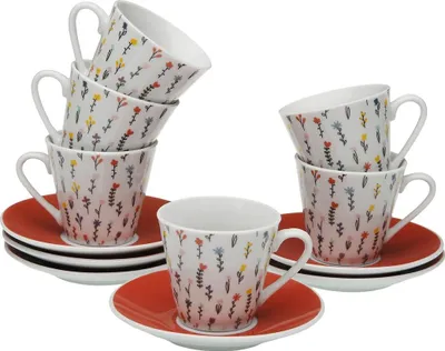Produktbild von Set aus 6 Teetassen mit Teller Versa Blume Porzellan