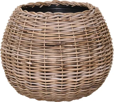 Image de VIVANNO Corbeille décorative en rotin PALLA Ronde, Naturellement tressée - 55x44 cm