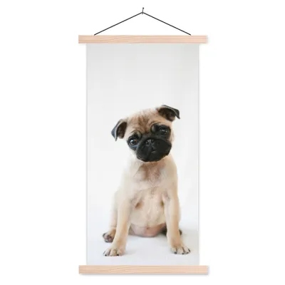 Produktbild von MuchoWow® Textilposter Hund - Haustiere - Porträt 60x120 cm mit holzfarbenen Rahmen - Holz
