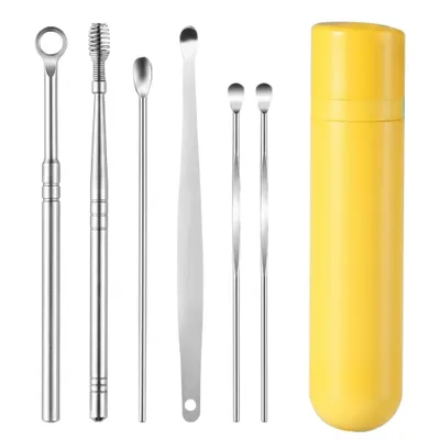 Produktbild von COOL-I® Edelstahl Ohrenreiniger Set 6-teilig – 6-in-1 Ohrreinigungswerkzeug mit Aufbewahrungsetui – Wiederverwendbar, hygienisch & rostfrei, KI-generiertes Bild