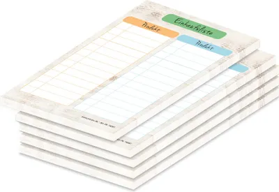 Produktbild von PRICARO Einkaufsliste "Pastel", A6, 5 Stück