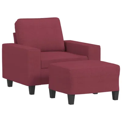 Produktbild von vidaXL Sessel mit Hocker Weinrot 60 cm Stoff