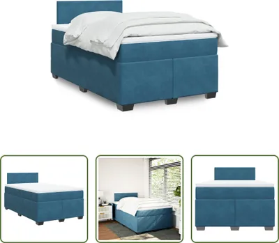 Produktbild von The Living Store Boxspringbett mit Matratze Dunkelblau 120x190 cm Samt