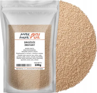 Zdjęcie produktu dla DROŻDŻE PIEKARSKIE SUCHE 100g Instant do wypieków piekarnicze Kol-Pol