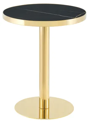 Produktbild von STILVORA Beistelltisch rund mit goldfarbenem Edelstahlgestell Couchtisch mit Marmoroptik-Oberfläche, Wohnzimmertisch mit stabilem Sockel