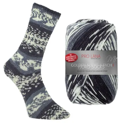 Produktbild von Pro Lana FJORD SOCKS 100 g 4-fach Norweger-Sockenwolle mit zauberhaftem Norwegermuster 420 m Farbe 190 - grau color