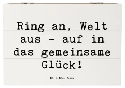 Produktbild von Mr. & Mrs. Panda Box Spruch Verlobung Glück 22 x 15 cm - Weiß - Geschenk, Zweisamkeit, Heirat, Schatulle, schatztruhe, besonderen Anlass, Geschenke, fotobox, romantisch