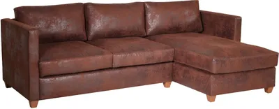 Produktbild von Ecksofa FABIO L-Form Vintage Braun Ottomane Rechts