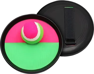 Produktbild von Klettspiel mit runden Paddeln und Ball, Rosa/Grün, 18,5 cm