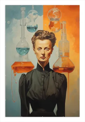 Produktbild von Wallario Wandbild Visionäre Chemikerin, Größe: 61 x 91,5 cm, Poster mit rahmenlosen Bildhalter