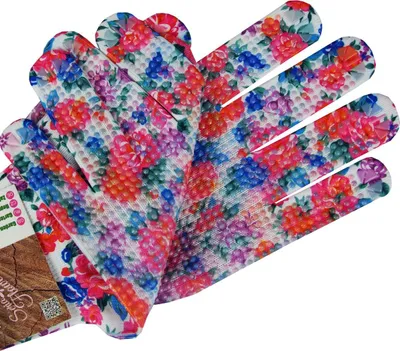 Produktbild von Gartenhandschuhe FLOWER Größe XS (6) – Ramp – Leichte Damenhandschuhe mit Blumenmuster, elastisch, atmungsaktiv, rutschfest, wiederverwendbar – Schutz für kleine Hände & Jugendliche