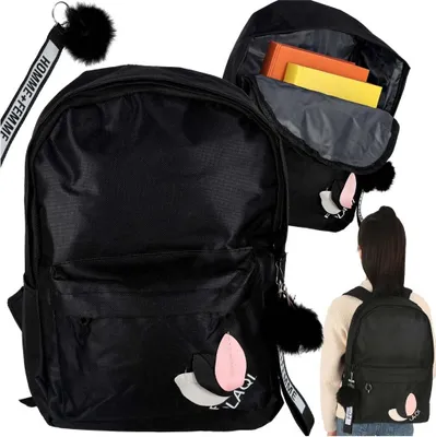 Image de Sac à dos d'école noir, compartiment unique