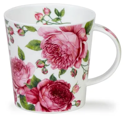 Bone China Tasse 0,48 l mit Rosenblüten, Weiß
