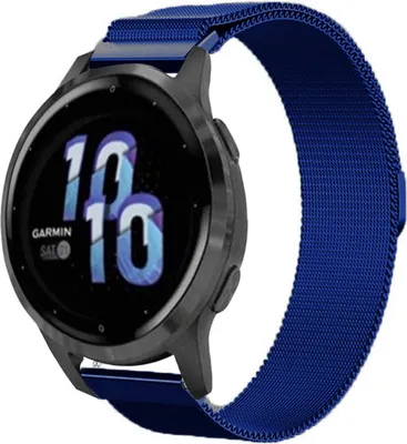 Produktbild von Strap-it Milanese Armband - Kompatibel mit Garmin Venu 2s Armband 40mm - Hochwertiges Material -Edelstahl Magnetische verschluss für Armband Blau 18mm Smartwatch