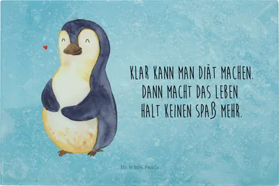 Produktbild von Mr. & Mrs. Panda Frühstücksbrett Pinguin Diät - Eisblau - Geschenk, Glas-Schneidebrett, Abnehmen, Servierplatte, Schneideunterlage, Schneidebrett Glas, Motivation, Bauch