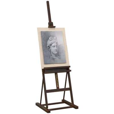Immagine prodotto di Vinsetto cavalletto in legno regolabile in altezza 171-230 cm cavalletto per pittura con contenitore inclinazione regolabile 80° max. marrone