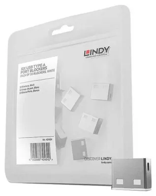 Obrázok produktu pre Lindy 40464 Blokovanie rozhrania USB typ A biely akrylonitrilbutadiénstyrén (ABS) 10 ks