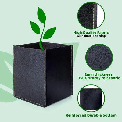 Produktbild von Famanu Pflanzsack 7 Liter - Wiederverwendbarer Stoff-Pflanzsack mit Griffen - Atmungsaktiv und Wasserabweisend - Für Gemüse, Kräuter und Blumen - Für