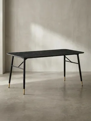 Produktbild von Esszimmertisch 140x80x76 cm Esstisch Schwarz in Marmor-Optik Modern, Küchentisch Klein, Speisetisch Rechteckig, Tisch Esszimmer mit Metallbeinen