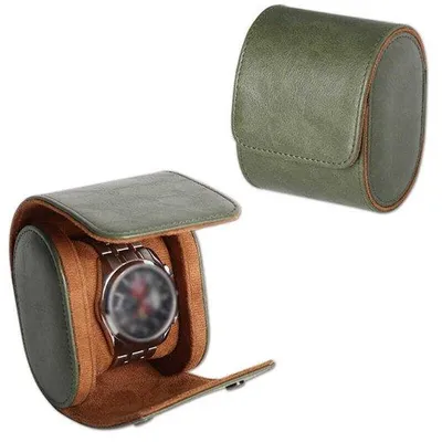 Image de Coffret à montre, rond, pour 1 montre, vert.