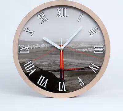 Produktbild von Holzuhr 20fi cm wanduhr - weiße Spitzen - Brücke sanrancisco