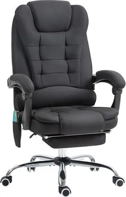 Produktbild von Buerostuhl Schwarz 65x70x111-119 cm Massage Waermefunktion Hoehenverstellbar Fussstuetze Seitentasche Fernbedienung Massagesessel Relaxsessel