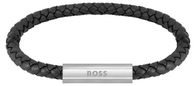Productafbeelding van BOSS gevlochten lederen armband, zwart, one size
