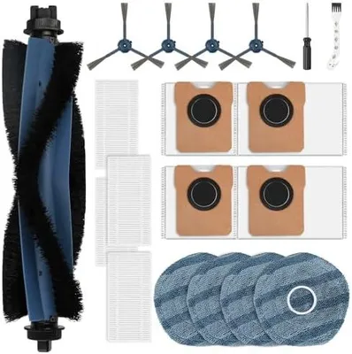 Produktbild von 19 Stück Zubehörset für Eufy Omni C20 Saugroboter, 1 Hauptbürste, 4 Staubbeutel, 4 Wischtücher, 4 HEPA Filter, 4 Seitenbürsten, 1 Reinigungsbürste, 1 Schraubenzieher