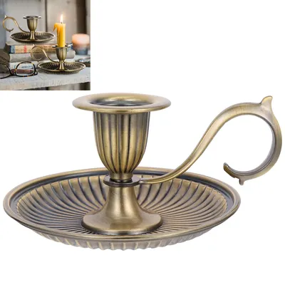 Produktbild von Kerzenständer, Retro-Kerzenhalter, Vintage-Kerzenhalter mit Griff, einfacher Kerzenlichtständer für Halloween, Weihnachten, Esszimmer