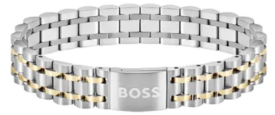 Produktbild von Hugo Boss Herren Armband | Edelstahl | Bicolor Gold/Silber | Gliederarmband | Logo-Schließe