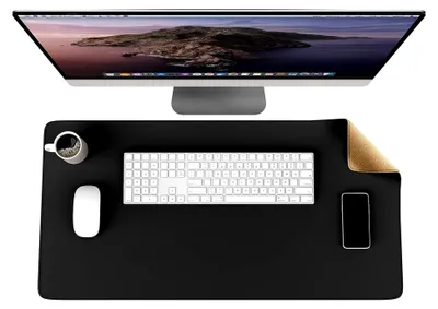 Produktbild von CSL - Kork und Leder Schreibtischunterlage - XXL Mauspad - 800x400mm – Oberseite Kunstleder- Unterseite Kork – umweltfreundliche ECO Schreibtischmatte - Tischunterlage – für Büro u Zuhause - Schwarz