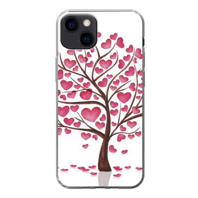 Produktbild von MuchoWow® Handyhülle Schutzhülle Hülle für iPhone 13 Eine Illustration eines Baumes mit Herzen Silikon Softcase Handy Hülle - Karteninhaber