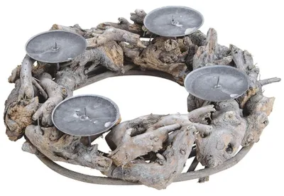 Immagine prodotto di d'Avvento rotonda in legno d'albero con tappo per candela naturale Ø circa 30 cm