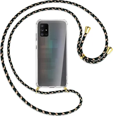 Produktbild von Handykette Backcover-Schutzhülle mit Band (Metall goldfarben) für Samsung Galaxy A71 5G - camouflage