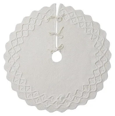 Produktbild von 92 cm Weihnachtsbaumdecke - Gestrickter Weihnachtsbaumteppich - Weihnachtsbaumunterlage - Baumdecke - Weihnachtsbaumring - Weihnachtsteppich - Weiß