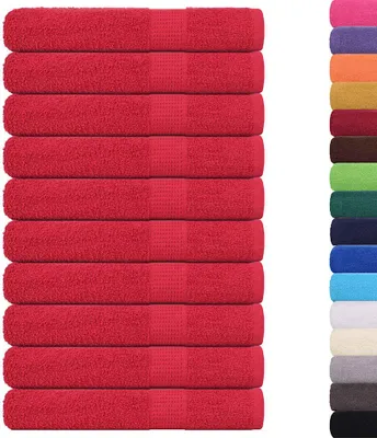 Image de vidaXL Serviettes de sauna FROGN, lot de 10, rouge, 80 x 200 cm, 360 g/m²