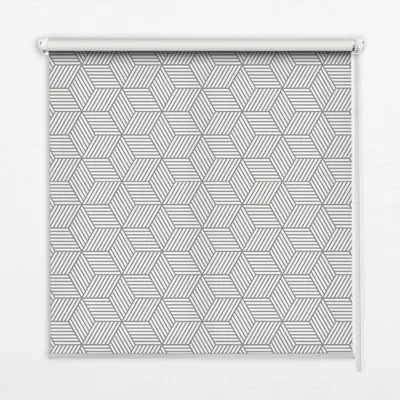 Produktbild von Seitenzug-Rollo Fensterrollo Jalousie - Lichtdurchlässig Springrollos - 80x240 cm - 3D gestreifte Quadrate