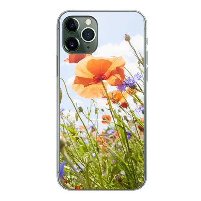 Produktbild von MuchoWow® Handyhülle Schutzhülle Hülle für iPhone 11 Pro Blumen - Mohn - Frühling - Natur - Rot - Blau Silikon Softcase Handy Hülle - Handy