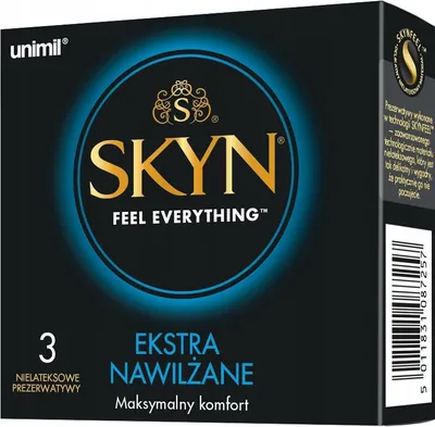 Image de Unimil Skyn Préservatifs sans latex Extra Humide, paquet de 3