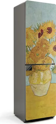 Zdjęcie produktu dla Słoneczniki Van Gogha - Magnetyczna osłona na lodówkę - Magnetyczna osłona na lodówkę - Folia magnetyczna na drzwi lodówki - 60x205 cm - Samoprzylepna tablica magnetyczna - Folia magnetyczna na drzwi lodówki
