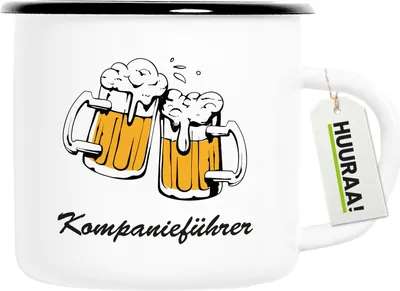 Produktbild von Huuraa Emaille Tasse Kompanieführer Schützenfest 300ml Vintage Campingbecher Geschenkidee