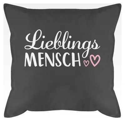 Produktbild von Kissen 50x50 - Valentinstag Geschenkideen - Lieblingsmensch Schriftzug - 50 x 50 cm - Grau - Partnerkissen für Paare - Geschenk zum Jahrestag für ihn