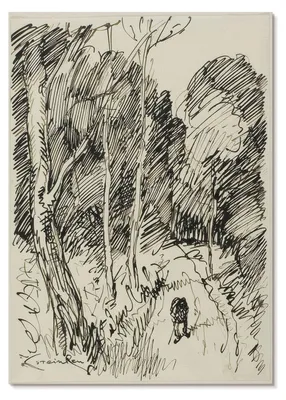 Zdjęcie produktu dla PLAKAT – 59 x 84 cm (A1) – Théophile Steinlen – Pejzaż leśny z wędrowcem autorstwa Théophile’a-Alexandre’a Pierre’a Steinlena – Dekoracja ścienna do salonu, sypialni i przedpokoju, nowoczesny plakat, bez ramy