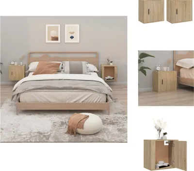 Image de vidaXL Tables de chevet murales 2 pcs. chêne Sonoma 50x30x47 cm - Tables de chevet
