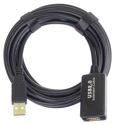 Produktbild von PremiumCord Aktives USB Verlängerungskabel mit Repeater 25m, USB-A Stecker auf USB-B Stecker, USB 2.0 High Speed Kabel, 2x Geschirmt, AWG20/28, Farbe